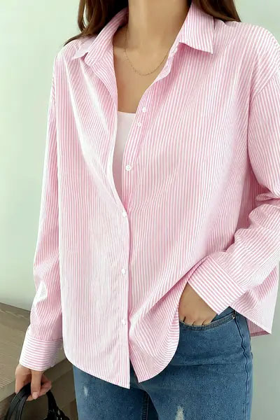 Women Pink Button Down Shirt