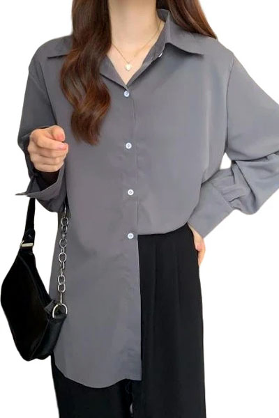 Women Grey Oversized Shirt